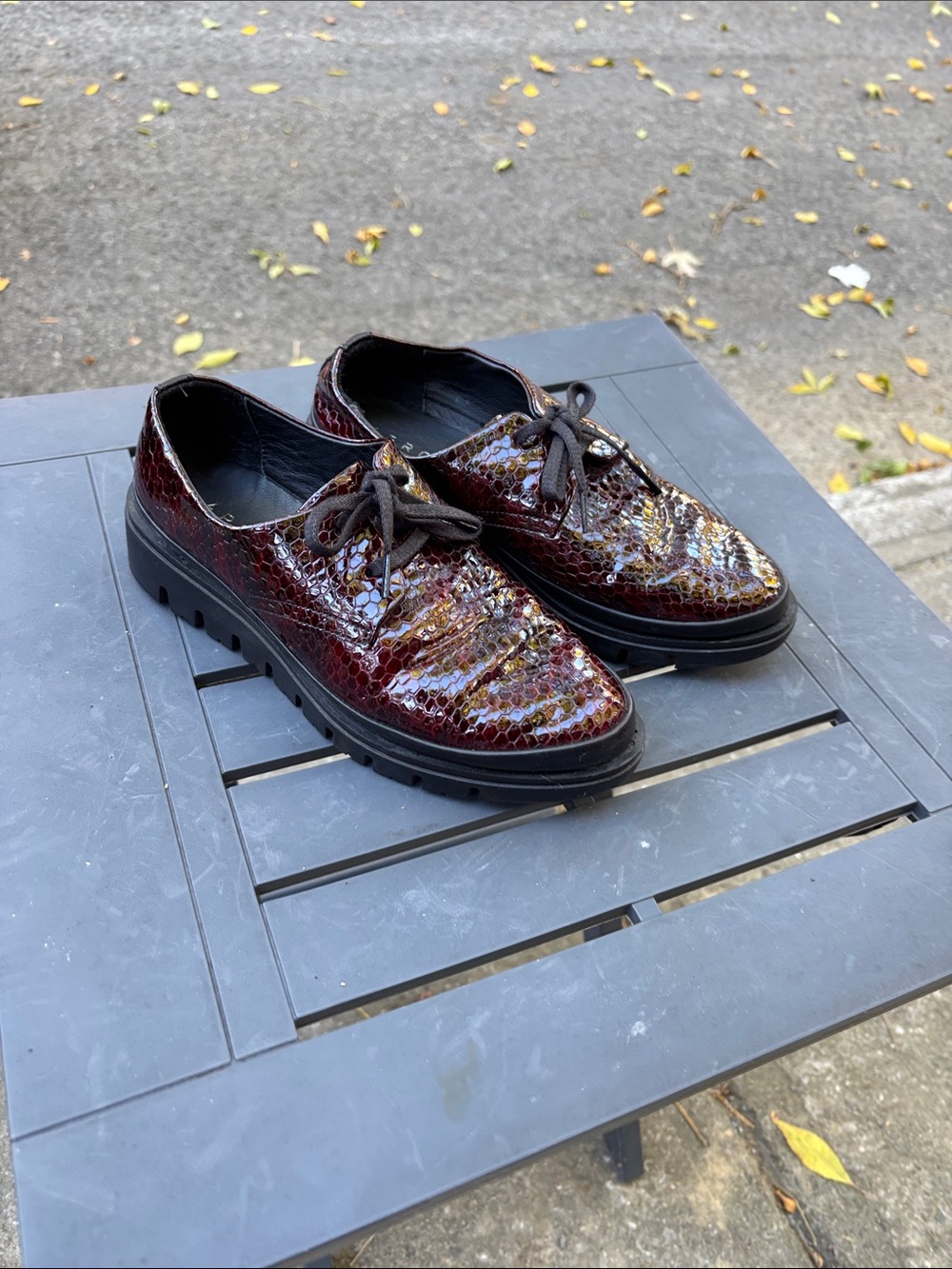 Women’s Patent Burgundy Lace-Up Loafers